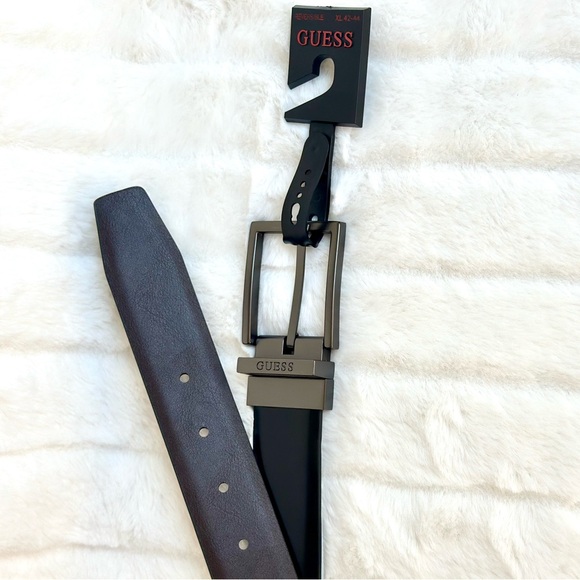 Guess Mens Belt Sz XL 42-44 NWT Reversible Black Brown 11GO01X005 MSRP $49 Gift - Picture 1 of 6